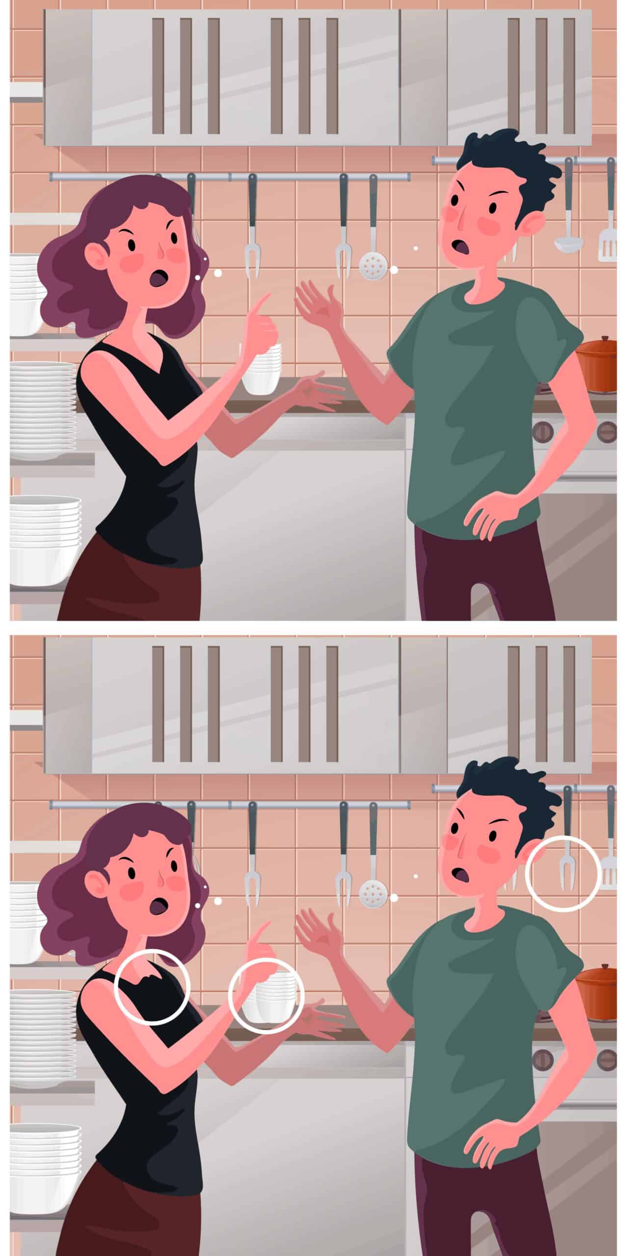 Sfida visiva: sei abbastanza rapido per scovare le 3 discrepanze in questa coppia in lite? Metti alla prova la tua attenzione e cerca di individuarle tutte in meno di 3 secondi!